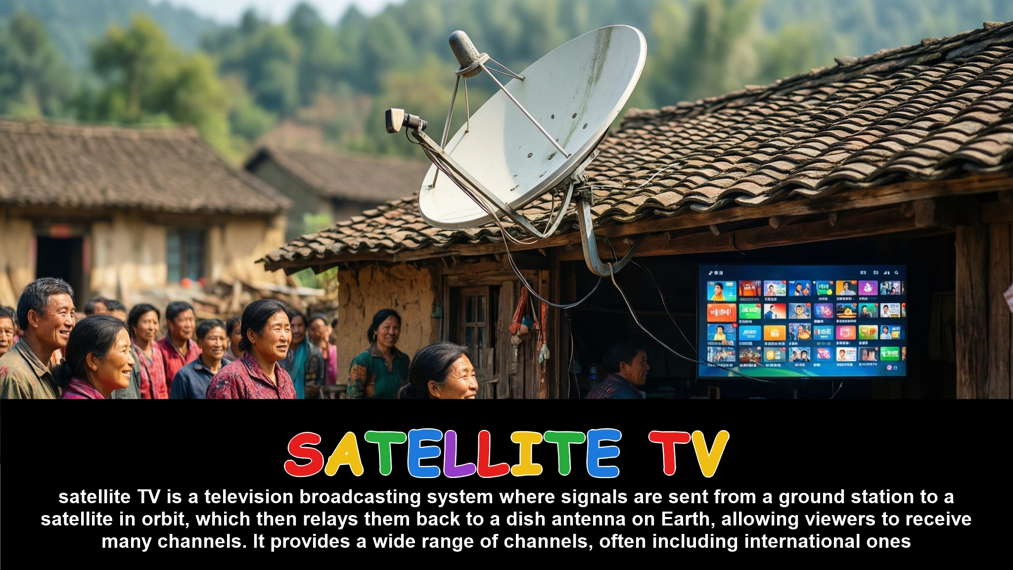 English Illustration for satellite TV